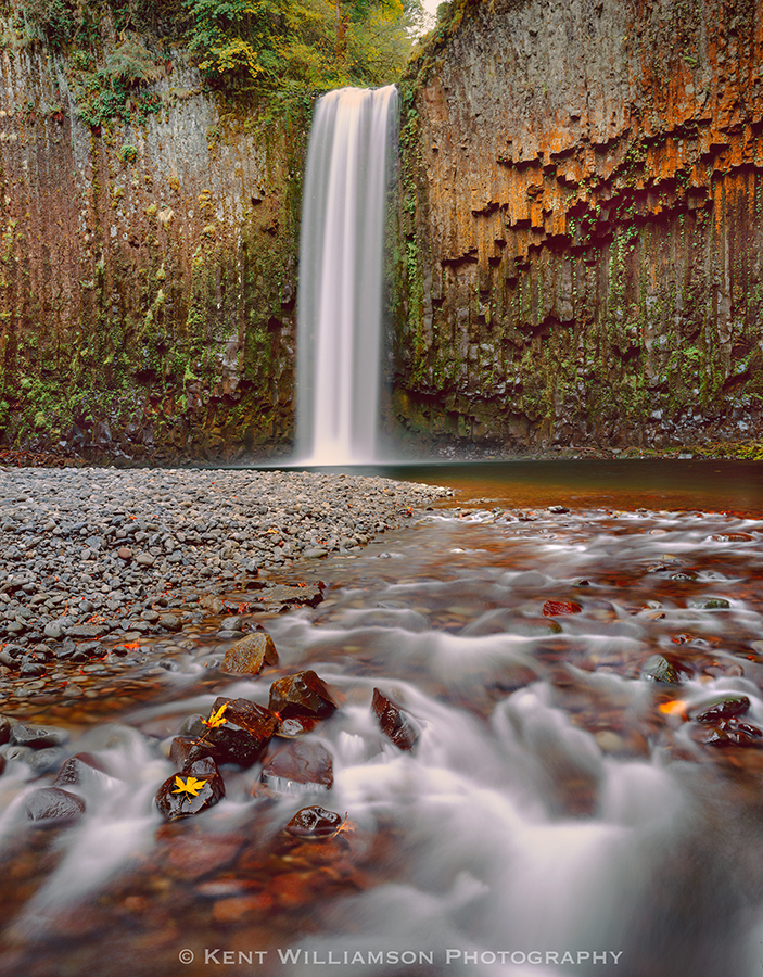 Abiqua Falls Oregon in Autumn Rainy Autumn day in Oregon. Large Format image taken with Arca Swiss 4 X 5" field camera and Fuji Velvia film