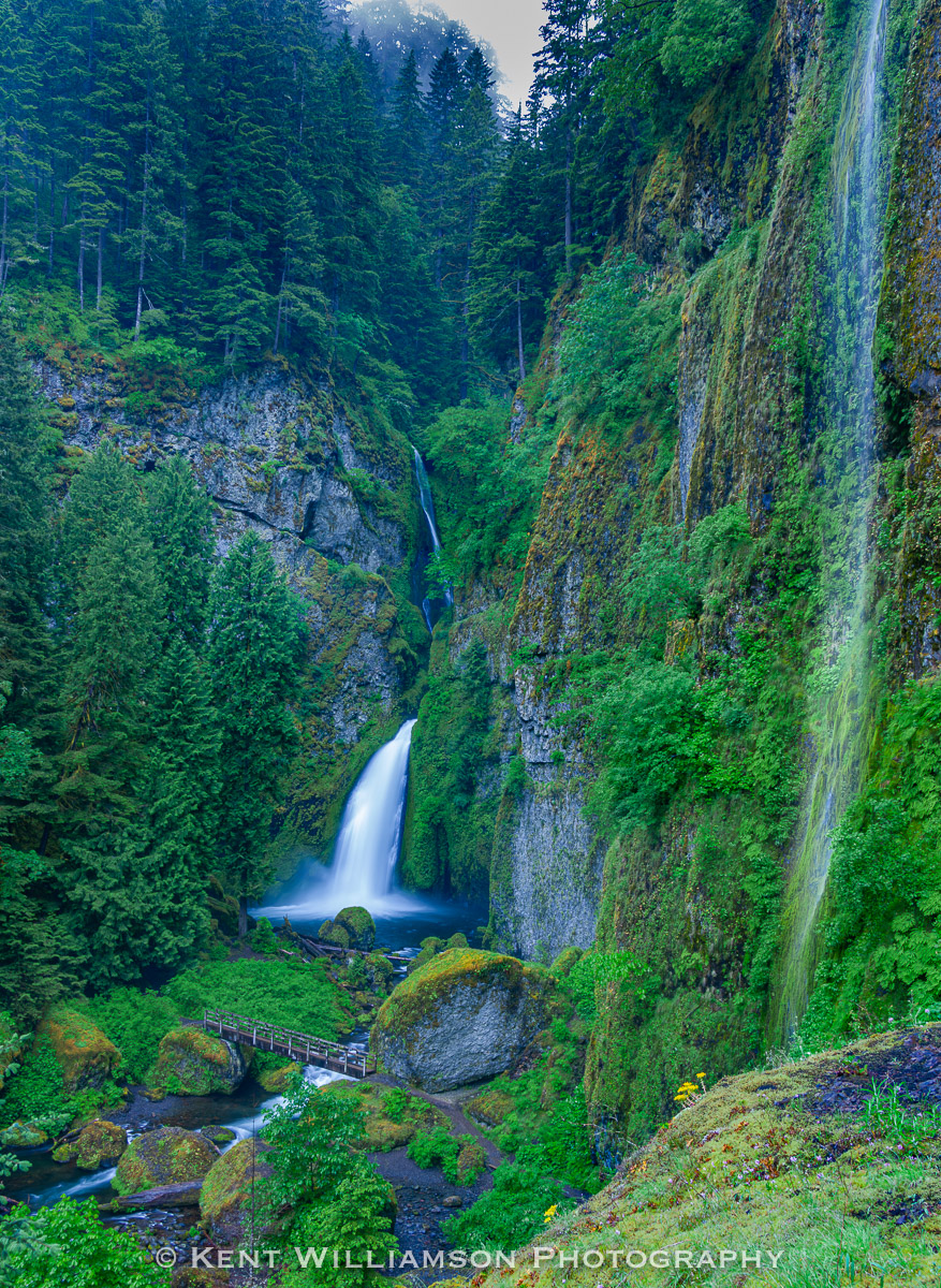 Heavy rain provides several waterfalls along the Columbia River Gorge
